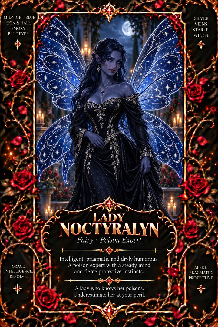 Illustrated character card for Lady Noctyralyn.