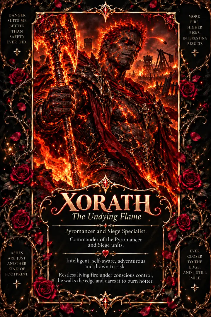 Illustrated character card for Xorath.